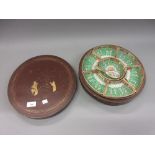 Chinese Republic period Canton hors d'oeuvres set in a circular lacquer box, inscribed Wihg Hang,