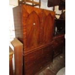 Victorian mahogany linen press (cornice and feet lacking)