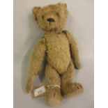 Early to mid 20th Century mohair covered teddy bear of Steiff type (no label) Some old repairs as