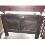 17th / 18th Century oak panelled coffer with hinged lid