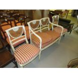 19th Century white painted two seat sofa with cane back and seat, with loose cushion (for re-