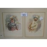 Henrie Pitcher, pair of early 20th Century watercolour studies of gentlemen carriage handlers,