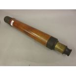 18th / 19th Century two section mahogany and brass telescope (lacking cover), 19.5ins long closed