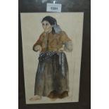 N. Sinclair, watercolour, full length study of a peasant woman, signed, 11ins x 6.5ins, framed