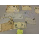 Packet containing a collection of eight French 1853 twenty five cent stamps, together with a large
