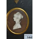 19th Century oval miniature profile portrait of a young lady