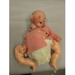 Large Armand Marseille, German bisque headed baby doll with sleeping eyes, open mouth and two teeth,