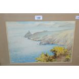 Howard Knee watercolour, coastal scene with lighthouse, signed, 12ins x 15ins, and another naive