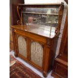 19th Century rosewood chiffonier, the mirrored shelf back with a gilt brass gallery above a single