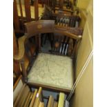 Edwardian mahogany and inlaid corner chair