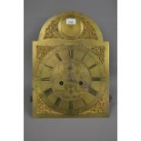 George III longcase clock movement, the brass dial with Roman and Arabic numerals, subsiduary