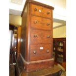 Maple and Co. mahogany pedestal of four drawers with knob handles and plinth base 33.5ins high x