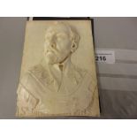 19th Century or earlier ?, an ivory plaque carved in deep relief with a portrait of Sir John Hawkins