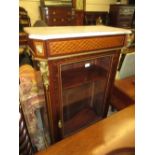 19th Century French mahogany marquetry and parquetry inlaid ormolu mounted display cabinet the