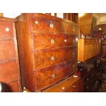 19th Century mahogany bow front chest of two short and three long drawers with brass ring handles