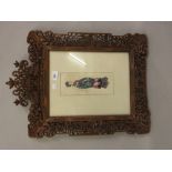 Good quality 19th Century Chinese hardwood frame carved with figures in pagodas and figures on