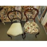 Victorian rosewood balloon back side chair and a similar walnut side chair