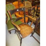 19th Century elm kitchen elbow chair