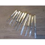 Collection of ten various mainly 19th Century silver and mother of pearl folding fruit knives