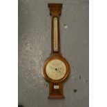 20th Century walnut cased aneroid barometer by C.W. Dixey and Son, London