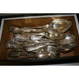 Quantity of Victorian silver Fiddle, Thread and Shell pattern flatware