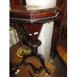 19th Century walnut trumpet form worktable (at fault) and a Victorian oval centre table with cluster