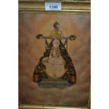 Francisco de Paula Mendoza, signed antique oil on canvas, the Madonna seated on a throne, 10.5ins