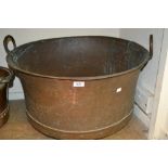 Large 20th Century two handled copper log bin, 24ins diameter, 15ins high