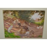 Folder containing a quantity of unframed watercolours, various rural scenes, signed Charles E.