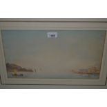 H. Medlycott, watercolour, Continental lake scene with boats to the foreground, signed H. Medlycott,
