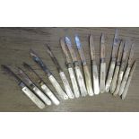 Group of fifteen various small mainly 19th Century silver and mother of pearl handled fruit knives