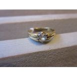 Yellow gold diamond set solitaire ring Ring size T/U Stone is approximately 5mm in diameter. Diamond