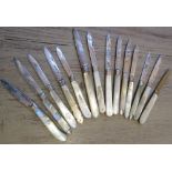 Group of fifteen various mainly 19th Century silver and mother of pearl handled fruit knives