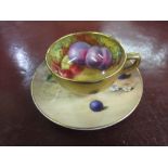 Royal Worcester porcelain cabinet cup and saucer painted by W.H. Austin