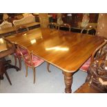 Reproduction mahogany rectangular wind-out extending dining table in Victorian style, the moulded