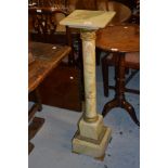 Late 19th or early 20th Century onyx and gilt brass display pedestal This has been badly repaired to