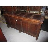 18th Century oak five panel coffer with hinged lid