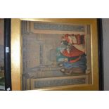 Coloured lithograph, ' The Pope and Attendants ', 24ins x 21ins, framed with key to the reverse
