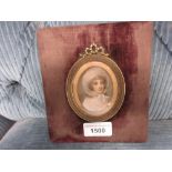 Early 19th Century oval head and shoulder portrait miniature of a lady, unsigned, housed in an