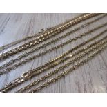 Five various 9ct gold necklaces 52g