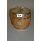 Early 20th Century oak and silver plated biscuit barrel