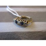 18ct Yellow gold diamond and sapphire set five stone ring