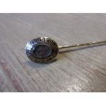 19th Century 9ct yellow gold mourning stick pin with woven hair insert