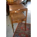 19th Century mahogany two tier washstand together with a small rectangular oak fold-over card