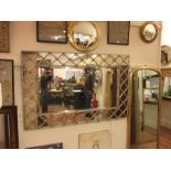 Venetian rectangular hanging wall mirror with centre bevelled plate bordered by trellis work and