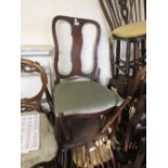 Dutch marquetry inlaid side chair together with three various English Georgian style side chairs