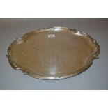 Late 19th or early 20th Century Continental (800 mark) shaped oval tray, the scroll pattern rim