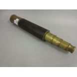 Early 19th Century brass and leather covered four section telescope with sliding covers