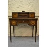 Gillow and Co. Lancaster, Edwardian mahogany and marquetry inlaid writing desk, the galleried