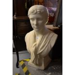 G.J. Thomas, late 19th Century carved marble bust of a young lady wearing a lace shawl, signed,